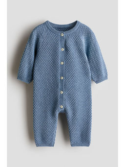 H&M - Unisex Blue Bubble-knit cotton romper