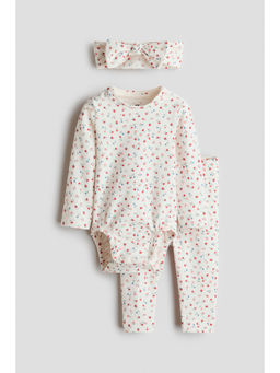 H&M - Girls White 3-piece cotton jersey set