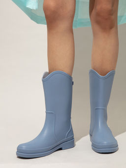 Twenty Dresses by Nykaa Fashion - Blue Solid Mid Calf Length Rain Boots