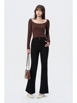 Off Duty India - Off Duty Black Bootcut Flare High Waist Jeans