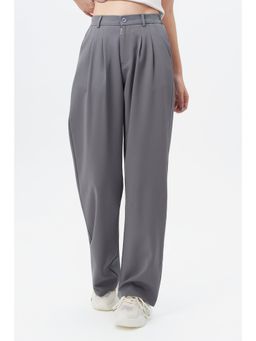 Off Duty India - Off Duty Fossil Grey Korean Relaxed Pants