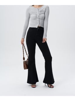 Off Duty India - Black Ultra High Rise Flare Jeans