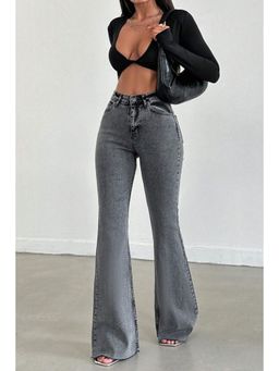 Off Duty India - Neutral Grey Bootleg High Rise Jeans