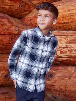 Threadbare - Black and White Check Long Sleeve Shirt