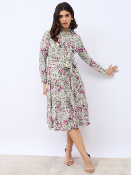 Styli - Women Blue A-Line Tiered Midi Dress