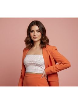 Oh Rare - Women Orange Polyester Polka Dots Crop Top