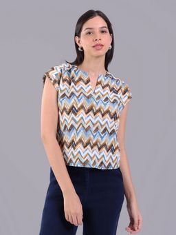 Oh Rare - Women White Polyester Geometric Top