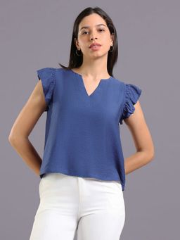Oh Rare - Women Navy Blue Polyester Solid Top