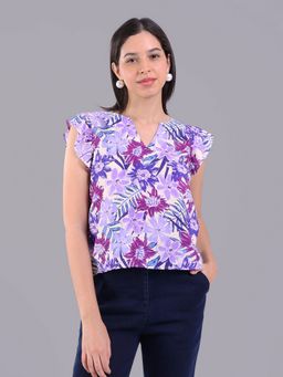 Oh Rare - Women Purple Polyester Floral Top