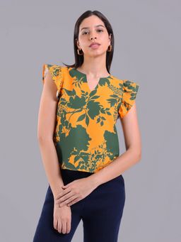 Oh Rare - Women Yellow Polyester Floral Top