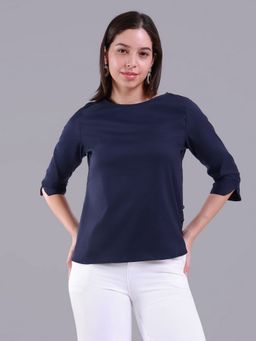 Oh Rare - Women Navy Blue Polyester Solid Top