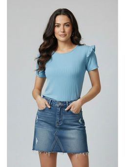 Oh Rare - Women Blue Polyester Stripes Top