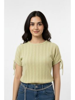 Oh Rare - Women Cream Polyester Textured Top