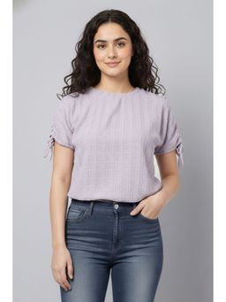 Oh Rare - Women Lavender Polyester Textured Top