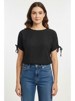 Oh Rare - Women Black Polyester Textured Top