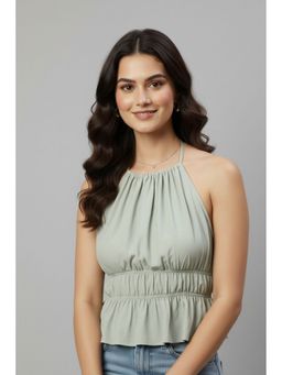 Oh Rare - Women Green Polyester Solid Top