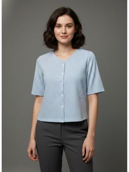Oh Rare - Women Blue Polyester Textured Top