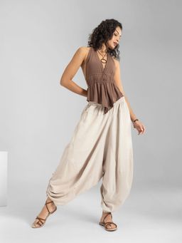 The Veshti Company - Off White Cotton Parachute Bali Lounge Pants