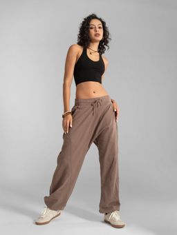 The Veshti Company - Brown Cotton Parachute Jogger Lounge Pants