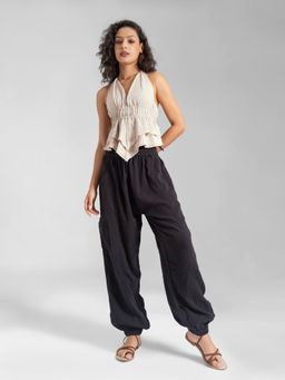 The Veshti Company - Black Cotton Yoga Jogger Lounge Pants