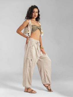 The Veshti Company - Off White Cotton Yoga Jogger Lounge Pants