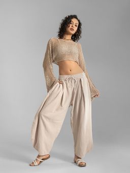 The Veshti Company - Off White Bangkok Barrel Wide Leg Cotton Lounge Pants