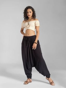 The Veshti Company - Black Lightweight Breathable Cotton Harem Pants