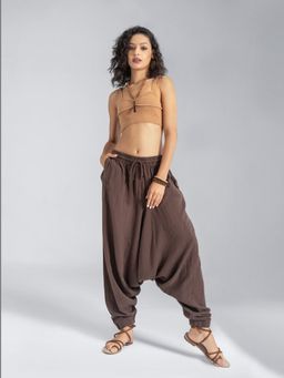 The Veshti Company - Brown Lightweight Breathable Cotton Harem Pants