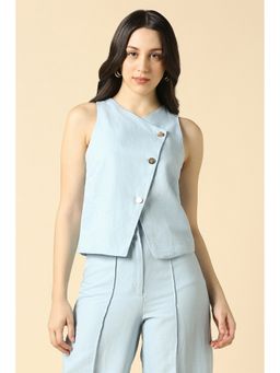 Allen Solly - Women Light Blue Solid Formal Top