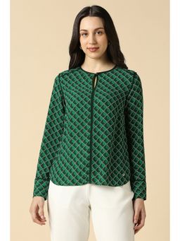Allen Solly - Women Green Geometric Printed Formal Top