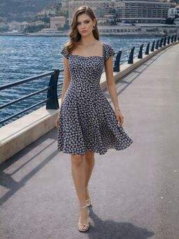 Don’t be basic - Navy Blue Abstract Dress