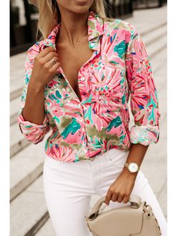 Errabelly - Women Pink Fabric Floral Shirt