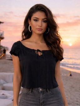 Don’t be basic - Women Black Rayon Solid Top