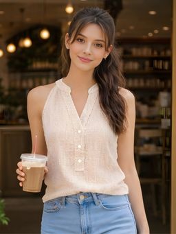 Don’t be basic - Women Brown Viscose Blend Stripes Top
