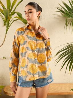 Uptownie - Yellow Printed Cotton Shirt