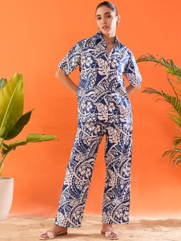 Uptownie - Navy Blue Printed Co-Ord (Set of 2)