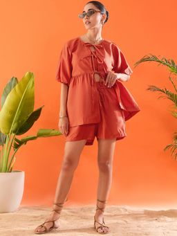 Uptownie - Orange Linen Co-Ord (Set of 3)