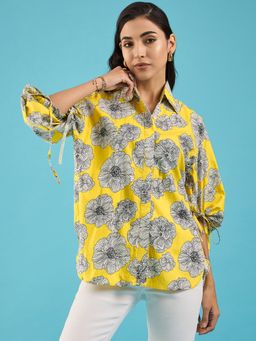 Uptownie - Yellow Printed Cotton Shirt