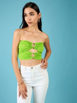 Uptownie - Green Ring Accent Crop Tube Top