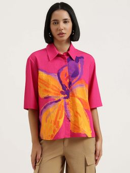 United Colors of Benetton - Pink Regular Fit Printed Collar Neck Shirt