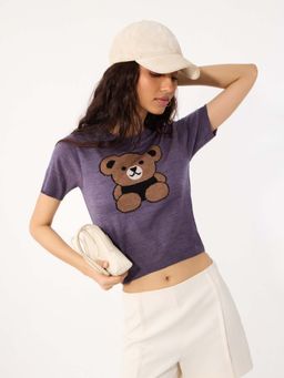 The Souled Store - Tss Originals: Purple Grizzly Mood Women T-Shirt
