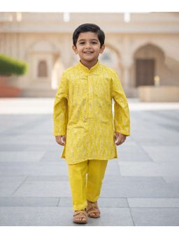 devils n angels - Yellow Mirror Embroidery Kurta and Pyjama