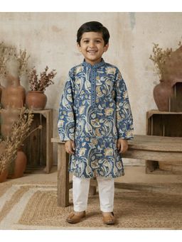 devils n angels - Blue Floral Print Kurta and Pyjama