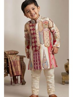 Lagorii - Ivory Mirror Embroidered Kurta With Pajama