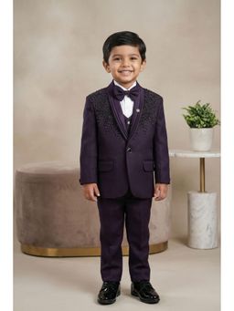 Lagorii - Purple Embroidered 5-Piece Suit Set