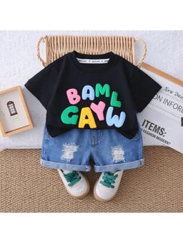 Googo Gaaga - Boys Cotton Bam Printed Half Sleeve T-shirt With Shorts