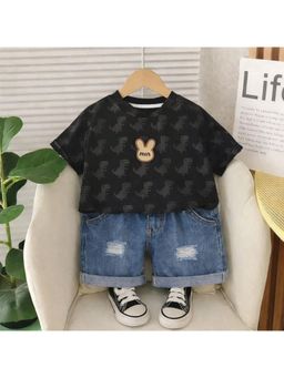 Googo Gaaga - Boys Cotton Dino Printed Half Sleeve T-shirt With Shorts