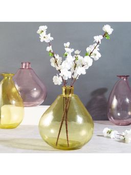 HomeTown - Phiona Glass Modern Organic Shapped Handcrafted Vase 32 Cm in Yellow Colour