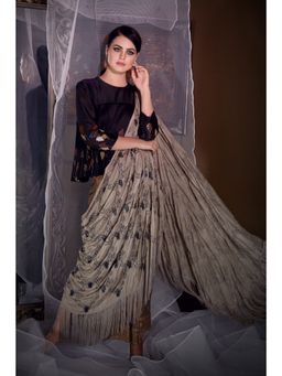 Neha Tarun - Black Pre Drape Saree with Top