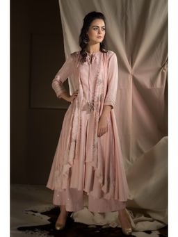 Neha Tarun - Pink Double Layer Kurta with Palazzo (Set of 2)